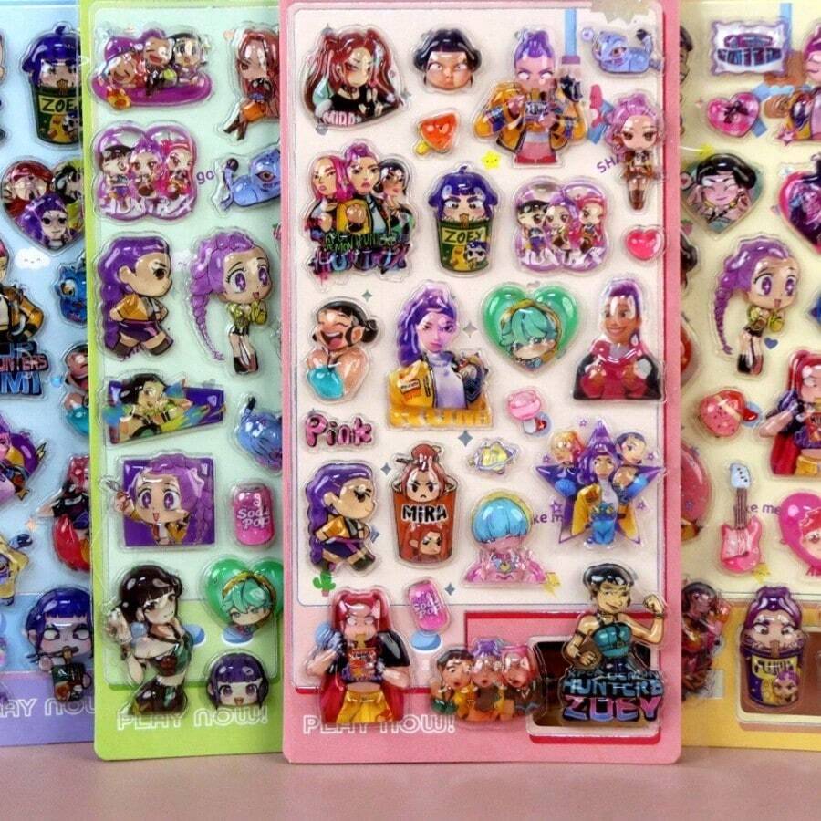 各种可爱有趣的卡通小动物3D立体浮雕贴纸，装饰贴纸，适用于日记本/手机，颜色随机搭配 - 彩色 - 查看 1