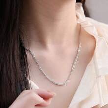 Classic Chopin Chain Genuine S925 Silver Necklace, Thick Sweater Chain For Women & Men, Pure Silver Hiphop Long Necklace, Collarbone Chain, Silver Jewelry, Silver Chain, Length L - Chopin Necklace - 1.81mm Thick - View 7