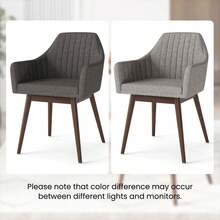 Lifezeal Dining Chairs Set Of 2 Upholstered Accent Chairs With Comfy Padded Backrest Beige/Black/Gray - 灰色 - 查看 9