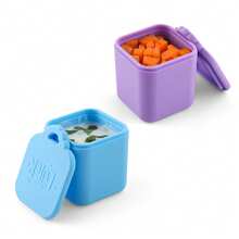 2个装蘸酱容器，兼容OmieBox，4盎司硅胶沙拉酱容器，适用于大多数便当盒，调味蘸酱杯，带盖，适合儿童学校野餐旅行（蓝色，紫色） - 彩色 - 查看 3