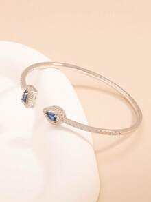 1pc Fashionable European & American Style Bracelet With Blue Diamond Inlay, Versatile Accessory - Multicolor - View 3