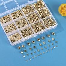 1100pcs Gold Smooth Round Beads 3/4/6/8mm Gold Spacer Loose Beads Kit For DIY Bracelets, Necklaces, Crafts Making - White - View 2
