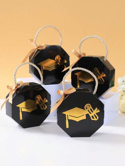 10个毕业帽造型礼盒，迷你手提礼品袋，毕业糖果盒，礼品包装用品，烘焙包装盒，毕业派对装饰，2026届毕业祝贺派对装饰，毕业派对用品，家居装饰，餐桌装饰，送给朋友的毕业礼物，毕业礼物创意，毕业装饰