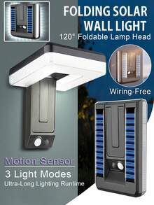 1/2pcs Outdoor Solar Powered Motion Sensor Light - IP65 Waterproof, Super Bright Foldable Safety Lamp, 3 Lighting Modes, 120° Foldable Design, Suitable For Garden/Front Door/Yard And Commercial Lighting - white light - View 5
