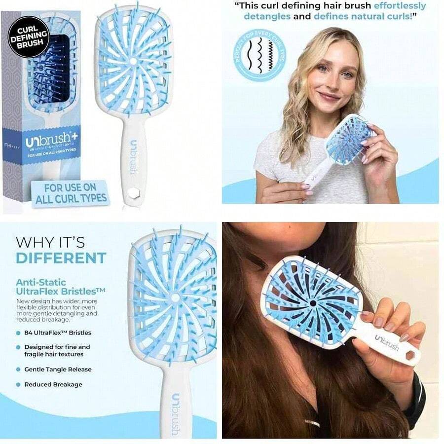 FHI Heat Plus - Cepillo desenredante para desenredar de forma suave y eficaz en tipos de cabello hmedo o seco frgil, 84 cerdas UltraFlex, ultraligero, antiesttico, ventilado - planta de azúcar - Ver 1