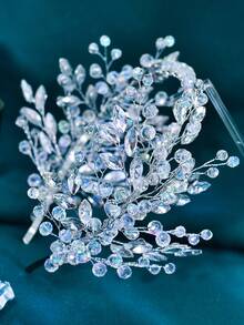 1件闪亮仿水晶水钻枝形发箍，新娘发饰，适合派对、仪式、音乐节等场合 - 銀色 - 查看 7
