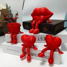 1 Valentine's Day Small Gift - Suitable For Teenagers To Decorate Their Offices, Relieve Stress, And Be The Best Choice For Valentine's Day Gifts. With A Unique And Romantic Design, It Will Surprise Your Partner With A 3D Printed Rose Figurine, A Heart-Shaped Handicraft, And A Valentine's Day Gift. - Multicolor - View 1
