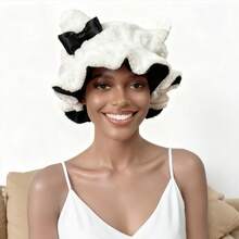 Black Kitty Teddy Bonnet - Adjustable, Comfortable, Stylish, Daily Hair Care And Protection With Satin Lining & Cute Ears - Blacktaidi - View 7