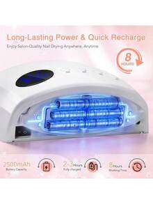 Lampu Kuku UV LED DianaBeauty, Pengering Kuku Nirkabel Isi Ulang, 4 Mode Pengatur Waktu, Baterai 2500mAh, Lampu UV untuk Manikur - Berwarna merah muda - View 5