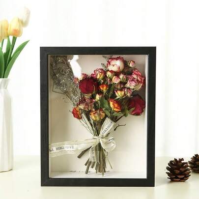 1 pièce Support d'affichage de fleurs séchées en acrylique 3D creux, cadre en plastique épais pour cadeau DIY, cadre d'affichage de fleurs séchées à double face transparent flottant, cadeau de mariage et de fête