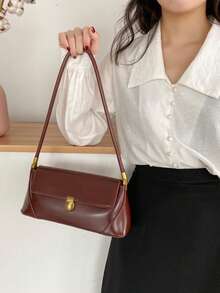 Túi đeo vai cổ điển dành cho nữ, khóa cài, lớp lót polyester, dây đeo vai có thể điều chỉnh, túi xách tay kiểu retro, túi đeo vai hàng ngày | Túi đeo vai cổ điển | Túi xách bền chắc. - Nhiều màu - Xem 8