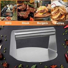 Entemah Prensa para Hamburguesas de Acero Inoxidable Prensa Redonda Prensa de Hamburguesas Aplastada de 5.5 Pulgadas Prensa de Hamburguesas para Parrilla Parrilla de Parrilla Plana - como en la foto - Ver 3