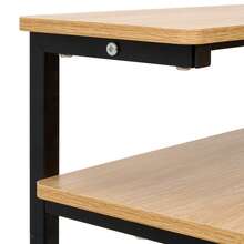 Space-Saving 3-Tier Desk With 4 Rolling Wheels Scratch-Resistant Surface Monitor Work Storage Shelves For Home Office - Black + Natural Wood Colour - View 10