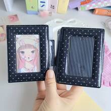 新款极简黑色十字设计时尚卡包，3英寸网格钱包，适用于小型卡片、照片卡和拍立得胶卷。 - 彩色 - 查看 3