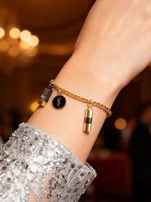 Yves Saint Laurent Pulseira Feminina com Pingente, Apresentando o Logotipo da Marca, Minimalista e Elegante, Doce e da Moda, Adequada para Uso Diário, Presente Perfeito para Feriados e Aniversários