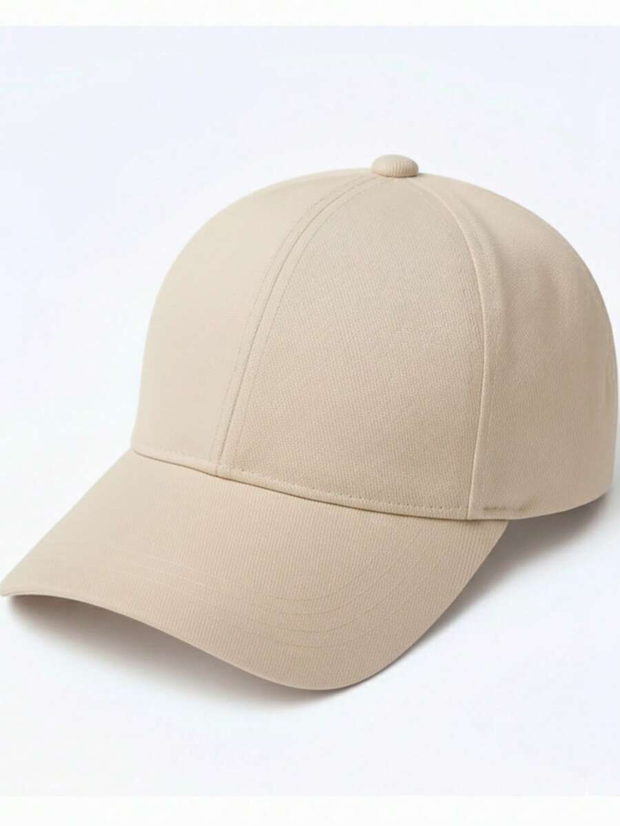 Plain Basic Adjustable Black And White Curved Brim Unisex Super Lightweight Baseball Cap For Men And Women - 米色 - 查看 1