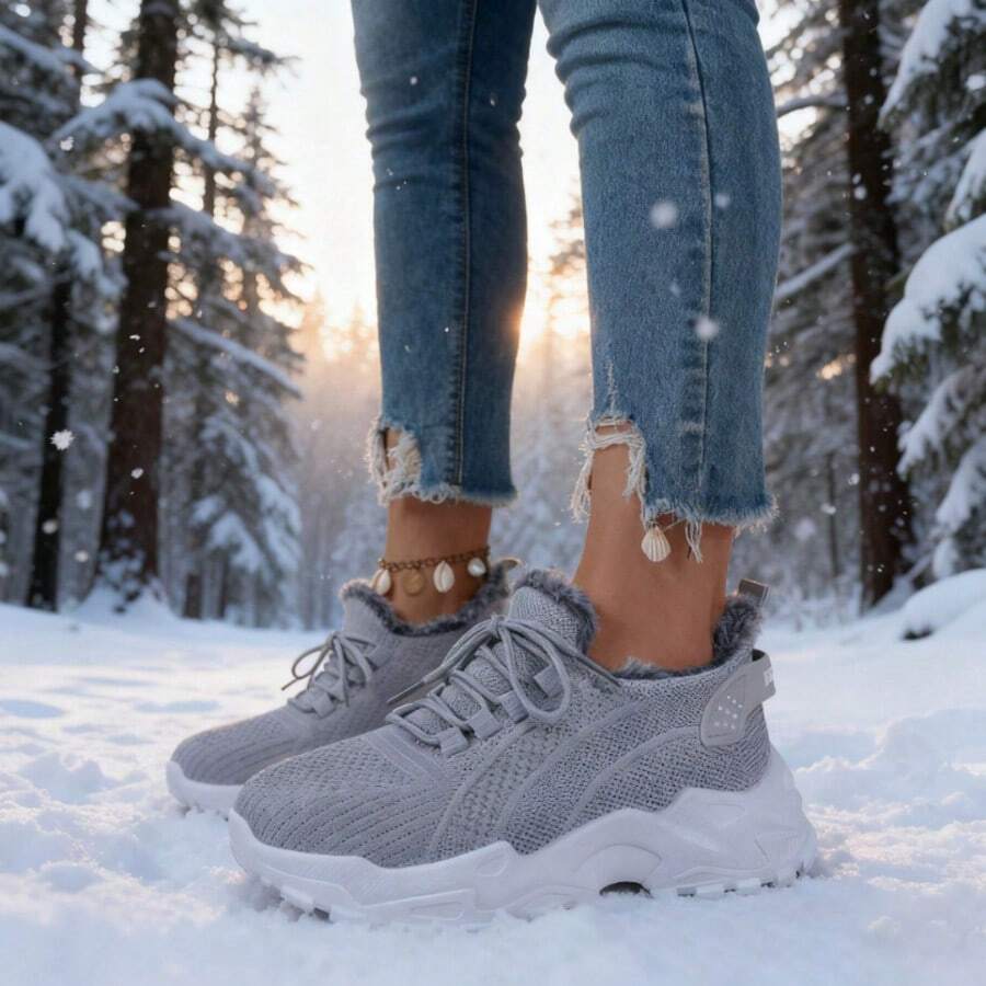 Breathable Mesh Sneakers] Lightweight Breathable Mesh Sneakers - Non-Slip EVA Sole, Comfortable Ankle Support, Lace-Up Low-Top Running & Tennis Shoes For Men And Women, Retro Style, All-Season Wear, Fitness Wear - 灰色 - 查看 1