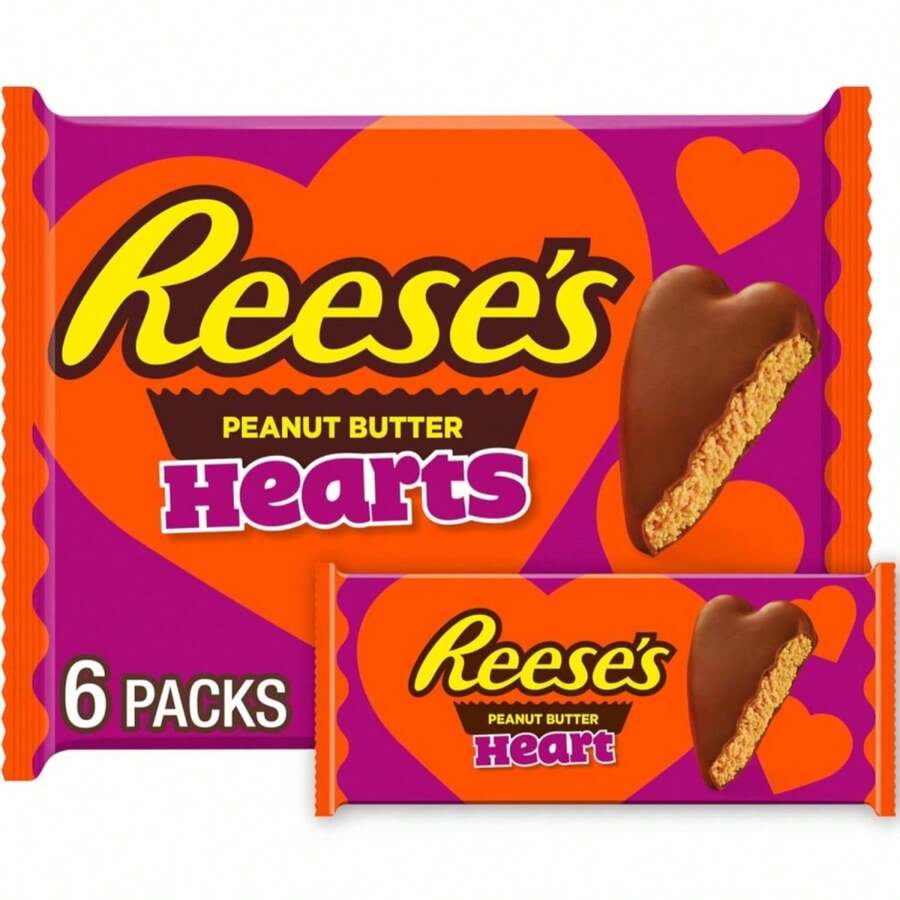 Corazones de chocolate con leche y mantequilla de maní , paquetes de dulces de San Valentín, 1.2 Oz (6 unidades) - ColorA - Ver 1