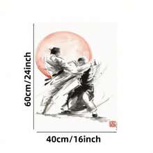 Framed 2D Flat, 1pc Framed Martial Arts Ink  Canvas Poster -  Martial Arts Scene With Red Circle Background, Ready-To-Hang Framed Wall Decor For Living Room, Office, Dojo, Birthday, Halloween, Housewarming - Modern/Classic/Contemporary Asian-Inspired Home Decoration Gift, Office Artwork, Traditional Japanese Art, Readytohang Artwork, 2D Flat Canvas S-FramedMartial - Arts Ink  Art, Posters And Prints, Living Room, Bar, Cafe, Birthday Gifts, Home Decor, Holiday - 框架 - 查看 5