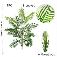 1株大型人造热带香蕉叶植物，超大塑料棕榈叶，逼真纹理，家居园艺装饰，高45英寸（约114厘米），不含花盆 - 綠色 - 查看 21
