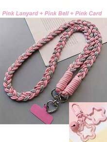 2026 New Year & Valentine's Day Special Offer, 6-Strand Braided Phone Lanyard, Minimalist Long Diagonal Shoulder Strap With Side Clasp, Fashionable Outdoor Anti-Lost Phone Lanyard, 1pc Silver Woven Heart-Shaped Ring Long Lanyard, Anti-Lost & Anti-Theft Phone Lanyard, Suitable As Gift For Mother - Multicolor - View 10