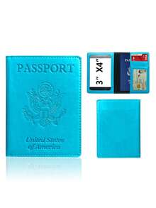 Functional PU Leather Passport Holder For Women And Men, Travel Wallet Cover With Card Storage For Weekend Trips And Gifts - 藍色 - 查看 1