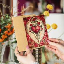 6pcs Vintage Heart & Floral Valentine's Day Cards With Envelopes - Romantic Love Theme Greeting Cards For Husband, Wife, Boyfriend, Girlfriend, Suitable For Anniversary, Wedding, Birthday - Multicolor - View 6