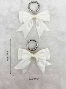 1对灰色丝带蝴蝶结吊坠鞋扣装饰，适用于项链、包包、钥匙扣装饰、DIY配件 - 灰色 - 查看 9
