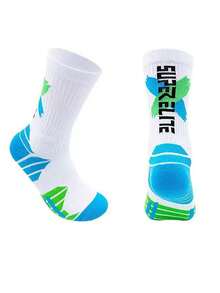 1/2 Pair Men's Crew Socks, Towel Bottom Sports Socks For Running, Basketball, Football, Versatile & Suitable For Sports - Multicolor - View 12