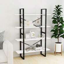 Libreria vidaXL a 4 livelli, bianca, 100x30x140 cm, in legno ingegnerizzato - Bianco - Visualizzare 3