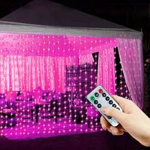 Luces de cortina LED con 8 modos, alimentadas por USB, luces de ambiente para boda, Año Nuevo, Día de San Valentín, dormitorio, sala de estar, decoración de pared, cumpleaños, fiesta, decoración de ventana interior (control remoto no incluido con batería) - Luz de cortina USB - Ver 2