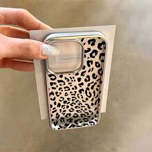 1pc Luxury Electroplated Metallic High Transparency Full Screen Black Leopard Pattern Phone Case, Personalized For IPhone 16 Pro Max, 17/16/15/14 Plus, 13/12/11, Air - Multicolor - View 1