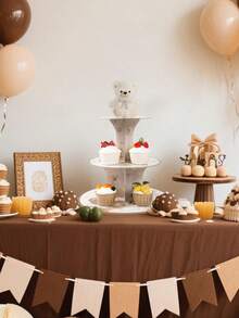 1set Brown Bear Cupcake Stand, Cute Bear Pattern Babe Shower Party Cake Display Stand, 1st Birthday Party Cupcake Tray, Gender Reveal Party Cake Holder, Holiday Celebration Cupcake Tower, We Can Bearly Wait, Birthday Party Supplies, Baby Shower Decoration, Gender Reveal Decoration, Table Centerpiece Decorations, Kitchen DIY Cake Dessert Decorations, Birthday Gifts, Party Favors - Brown Bear - View 7