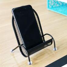 Cute Alloy Asymmetrical Bracket Winning Universal Phone Display Stand Storage Chair Business Card Holder Display Rack Storage Rack Desktop Holder Available In 3 Colors Metal Decor Slouchy Phone Stand Desktop New Office Creative Phone Stand Small Chair Valentine's Day Gift - Multicolor - View 3