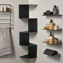 Five Layer Wall Mounted Corner Storage Rack - Space Saving Curved Bookshelf, Equipped With Five Layers Of Shelves, Made Of Thick Plastic Material, Suitable For Suspended Storage Units In Living Rooms, Bedrooms, And Bathrooms. Modern Minimalist Style, No Drilling Installation, Suspended Storage Rack - 白色 - 查看 5