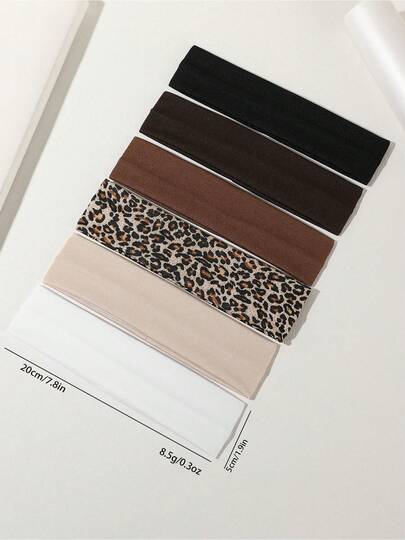 6pcs/Set Women's Solid Color Elastic Sports Headbands, Moisture Wicking, Versatile For Yoga, Running, Daily Wear Women Bandanas Winter Hair Accessories Winter Hair Bands Warm Head Wrap Women Scarf