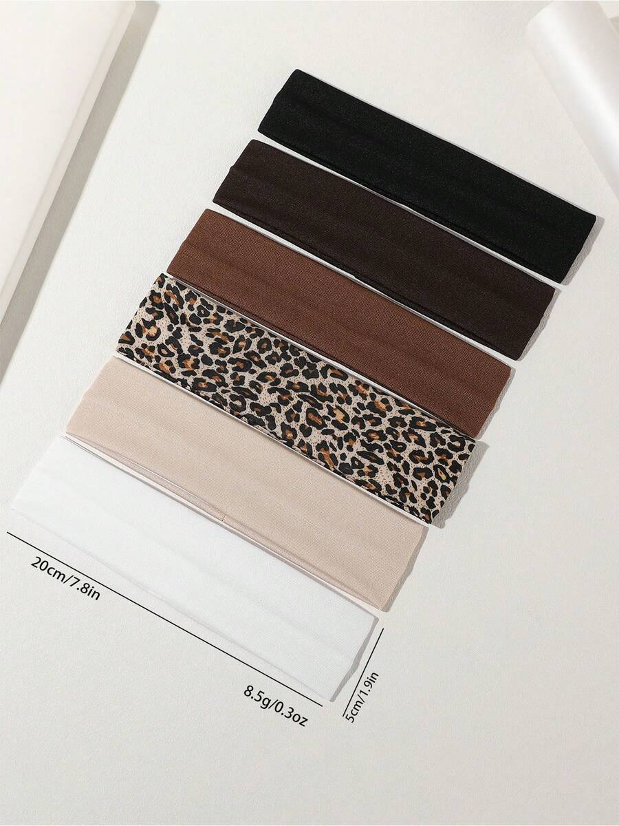 6条/套 女士纯色弹力运动头带，吸湿排汗，多功能，适合瑜伽、跑步、日常佩戴，女士头巾，冬季发饰，冬季发带，保暖头巾，女士围巾