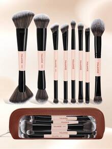 MAANGE 3/7/9件套旅行化妆刷套装，质地柔软，上妆效果极佳，包含粉底刷、散粉刷、腮红刷、遮瑕刷、修容刷、鼻影刷、眼影刷、高光刷、细节刷，是送给女性和女孩的理想化妆刷礼品套装，也是赠品、专业化妆刷和全套化妆工具的理想之选。 - 米色 - 查看 3