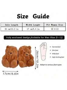 One Size Fits All, Suitable For Both Men And Women.,Teddy Bear Slippers,A Pair Of Fun And Quirky Cartoon-Themed Closed-Toe Slippers, Fun Men's Slippers, Women's Slippers, Couple Slippers, Warm Slippers, Indoor Slippers, Closed-Toe Shoes, Cute Cartoon Bear Role-Playing Shoes, Party Shoes, Fun Shoes, Quirky Shoes, Creative Shoes, Avant-Garde Cartoon Shoes, Women's Flat Home Slippers, Women's Cartoon Creative Home Slippers, Niche Design Shoes, Fashionable Home Shoes. - 棕色 - 查看 7