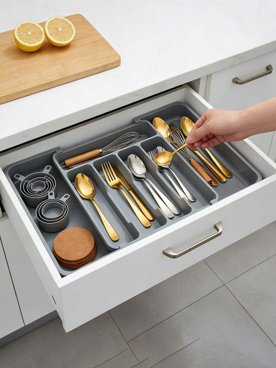 Hộp đựng dao nĩa bằng nhựa PP, thích hợp để phân loại dụng cụ nhà bếp, cất giữ trong ngăn kéo, bảo vệ dao nĩa khỏi bụi bẩn, giá đựng dao nĩa trong ngăn kéo, hộp đựng dao, nĩa, thìa đa năng, giá đựng dao nĩa phẳng.