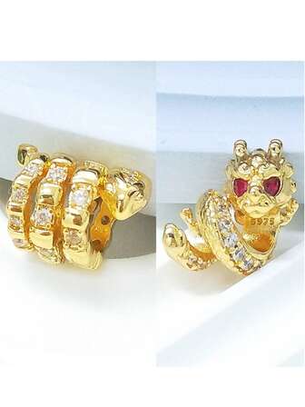 1个经典盘绕蛇形串珠吊坠，孔径4.5毫米，适合蛇形链手链DIY饰品，日常佩戴，女士百搭单品。