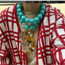 1pc Women's Multi-Layer Natural Turquoise Beaded Necklace, Fashionable Dinosaur Mouth Pendant, Low Allergy Collarbones Necklace Jewelry - 2 Layers Of Turquoise - View 5