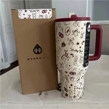 32oz/40oz Large-Capacity Vacuum Cup [One Cup For A Whole Day's Water Needs], 24-Hour Hot And Cold Retention, Essential For Outdoor Work & Sports, Coffee Checkered Design - 彩色 - 查看 40