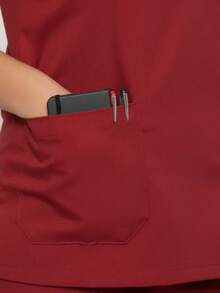 Pijama Cirúrgico GABARDINE Uniforme Privativo Scrub Plus Size - bordô - Visão 3