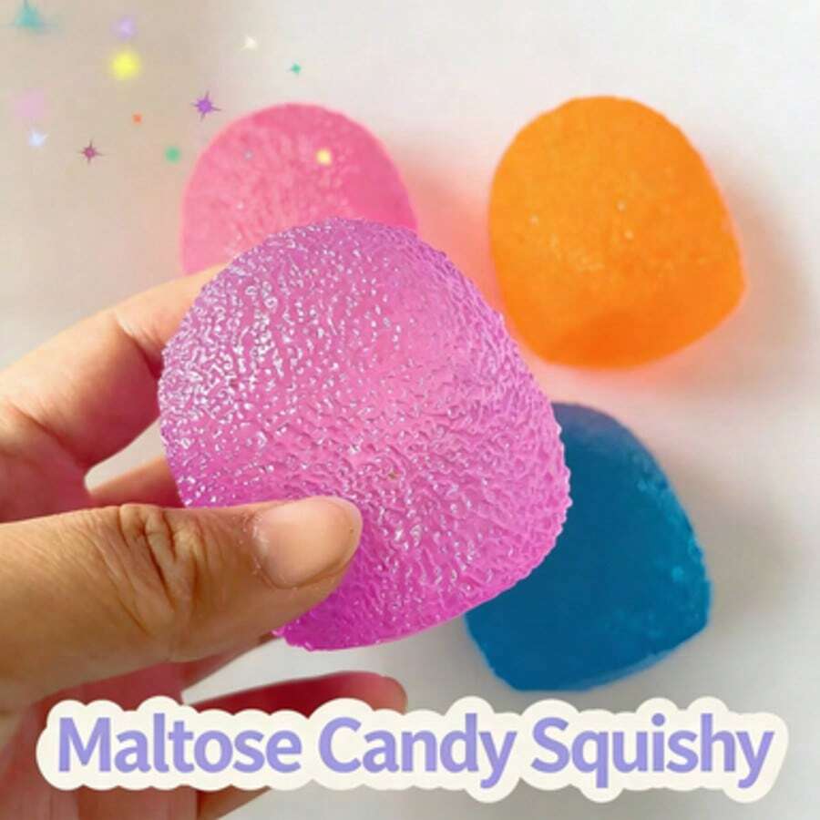 1pc/Random - Bestselling Nee-Doh Textured Cube Slow Rebound Candy Squeeze Toy, Moldable Malt Stress Ball Suitable For Teens & Adults, Super Hard Jelly-Like Squeezing Ball, Sensory Stimulation, Stress Relief, Perfect Birthday, Party & Holiday Gift!