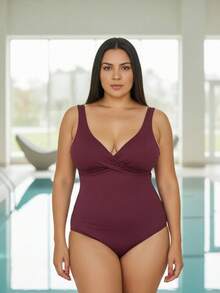 Elegant Women's Plus Size Swimsuit For Beach And Pool - Comfortable And Stylish With Removable Padding - Vino -8000 - Ver 6