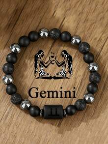 12 Zodiac Signs Natural Volcanic Stone Black Vintage Bracelet, Handmade Couple Bracelet Wholesale - Bracelet - View 10
