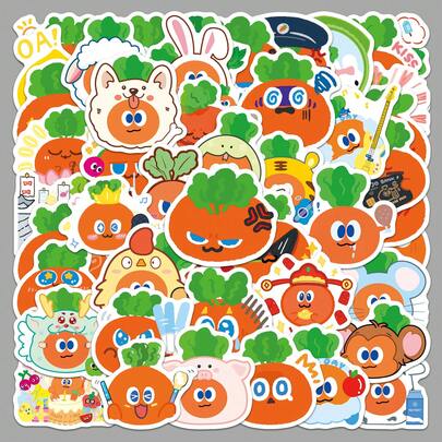50pcs MOJO CARROT Carrot Meme Retro Fantasy Sun Ins Y2K Downtown Aesthetic Stickers Gifts Humorous And Funny Stickers 80S 90s Anime Stickers For Scrapbook Supplies Envelope, Water Bottle, Computer, Laptop, Phone, Luggage, Notebook, Fridge,Festival Party,Christmas Decoration New Year Winter