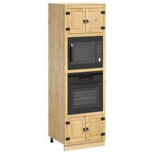 vidaXL Armoire avec étagère avec porte Miel 60 x 32 x 40 cm Pin massif - Tabac - Voir 3