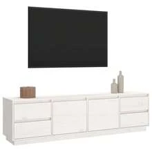 vidaXL Mueble TV blanco 176x37x47,5 cm madera de pin macizo - Blanco - Ver 4